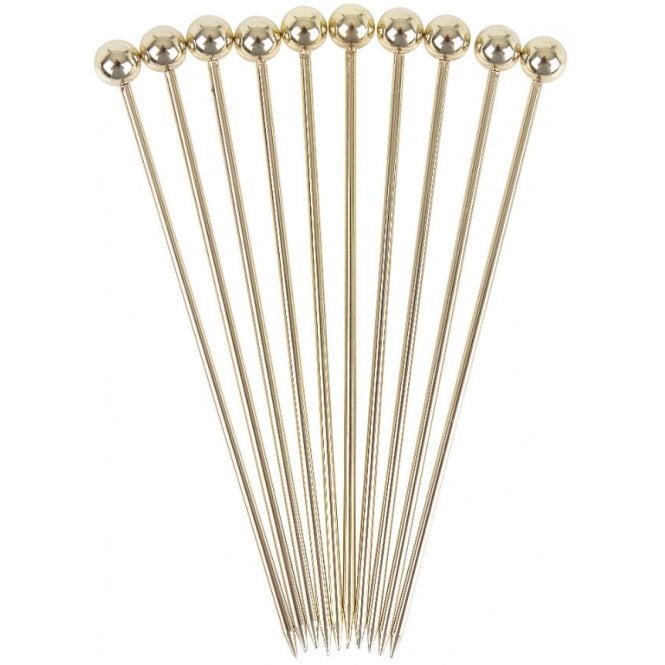 Beaumont Ball Garnish Pick Gold Plated (Pack Of 10)