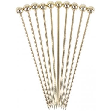 Ball Garnish Pick Gold Plated (Pack Of 10)