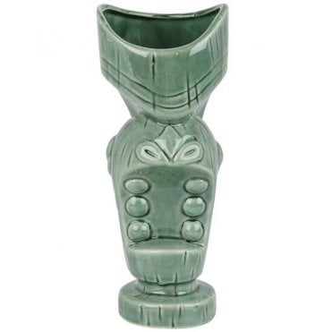 Ceramic Large Mouth Tiki Mug Green 650ml