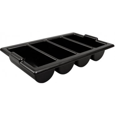 Cutlery Tray 4 Part Black Plastic 53x32x10cm / 21x13x4" **