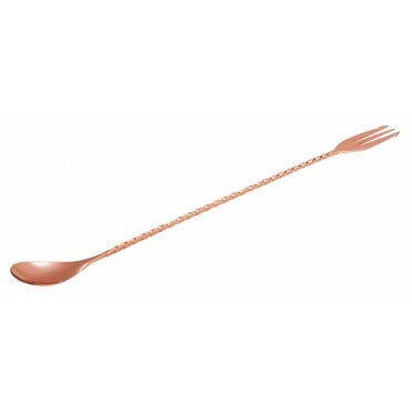 Mezclar Cocktail Spoon With Fork 30cm Copper