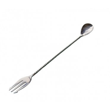 Mezclar Cocktail Spoon With Fork 30cm Stainless Steel