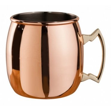 Mezclar Copper Plated Curved Moscow Mule Mug Brass Handle 500ml