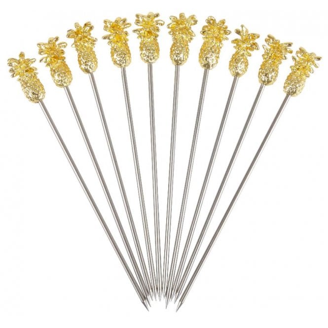 Beaumont Pineaple Garnish Pick Gold Plated (Pack Of 10)