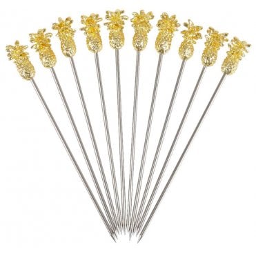 Pineaple Garnish Pick Gold Plated (Pack Of 10)