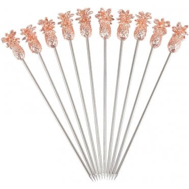Pineapple Garnish Pick Copper Plated (Pack Of 10)