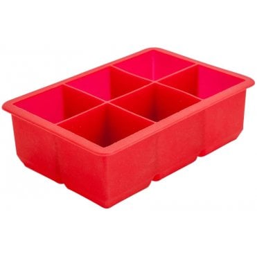 Silicone Red 6 Section Ice Mould - 2" Cube