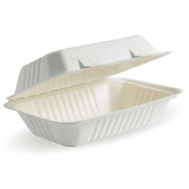 White BioCane Burger Clamshell 9x6x3" (Pack of 250)