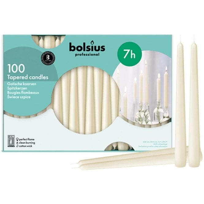 Bolsius Ivory Tapered Catering Table Candles 10