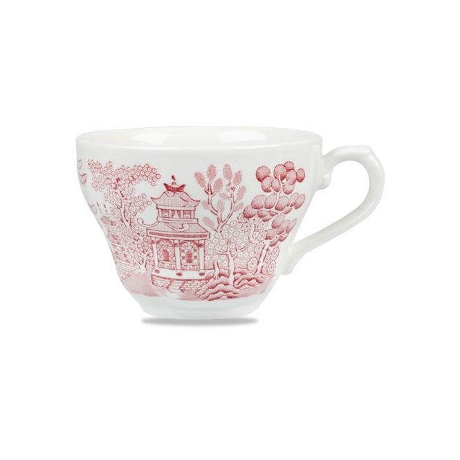 Churchill China Cranberry Willow 7oz (19.8cl) Georgian Tea Cup Vintage Print (Box Of 12)
