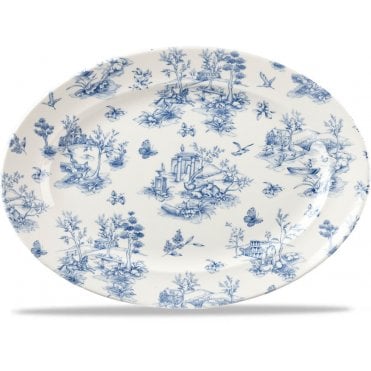 Prague Toile 36.5x29.3cm/14.4x12" Oval Rimmed Dish Vintage Print (Box Of 6)