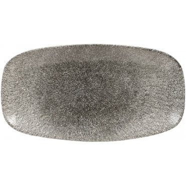 Raku Oblong Plate 35.5 X 18.9cm Quartz Black (Box Of 6)
