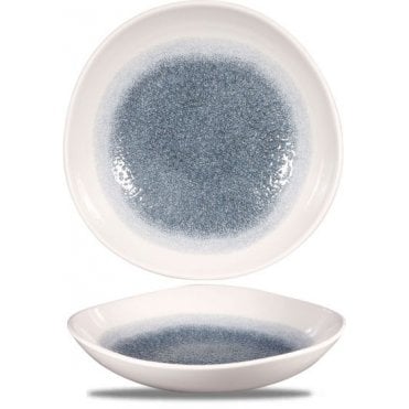 Raku Organic Round Bowl 25.3cm (9.75") / 38oz Topaz Blue (Box Of 12)