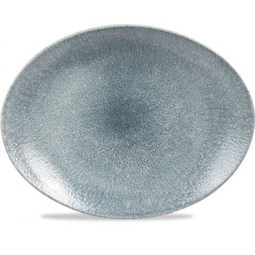 Raku Oval Coupe Plate 27 X 22.9cm / 10.5" X 9" Topaz Blue (Box Of 12)
