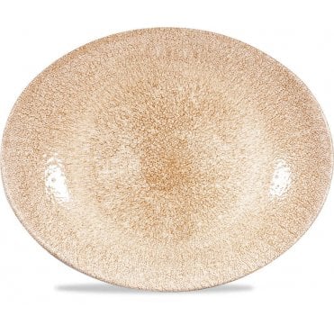 Raku Oval Coupe Plate 31.7 X 25.5cm Garnet Orange (Box Of 12)