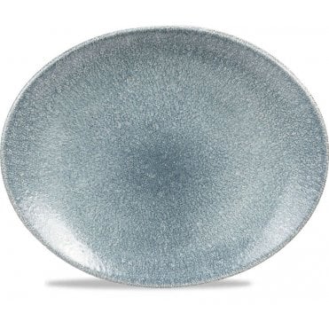 Raku Oval Coupe Plate 31.7 X 25.5cm Topaz Blue (Box Of 12)