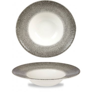 Raku Wide Rim Bowl 24cm (9.5") / 10oz Quartz Black (Box Of 12)