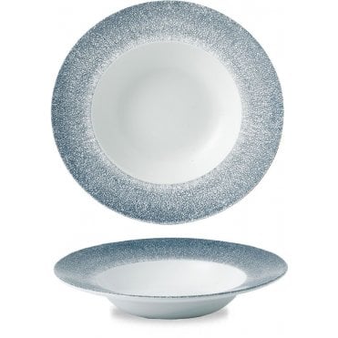 Raku Wide Rim Bowl Large 10.9" (27.6cm) Topaz Blue (Box Of 12)