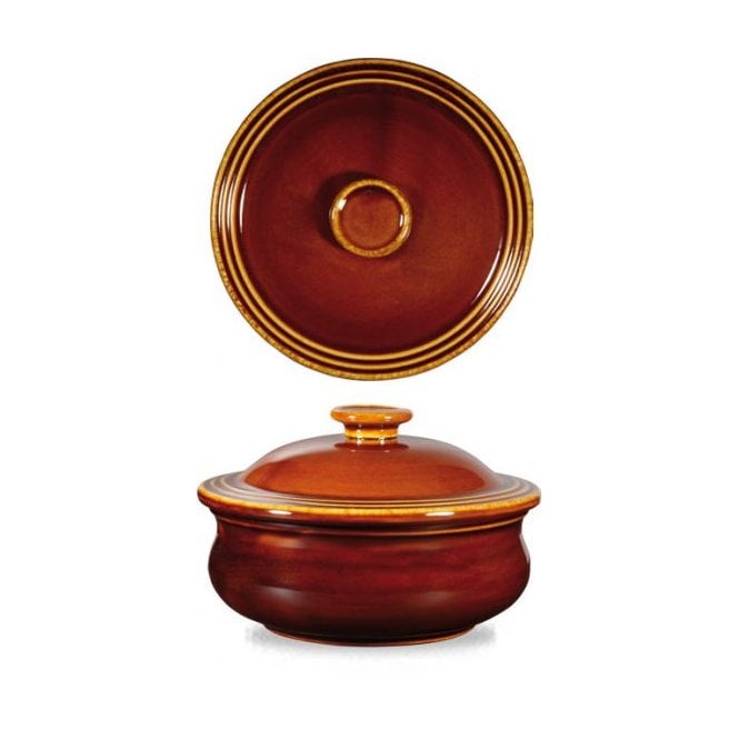 Churchill China Rustics Simmer Stew Pot & Lid - 14cm / 15oz Brown (Box Of 6)