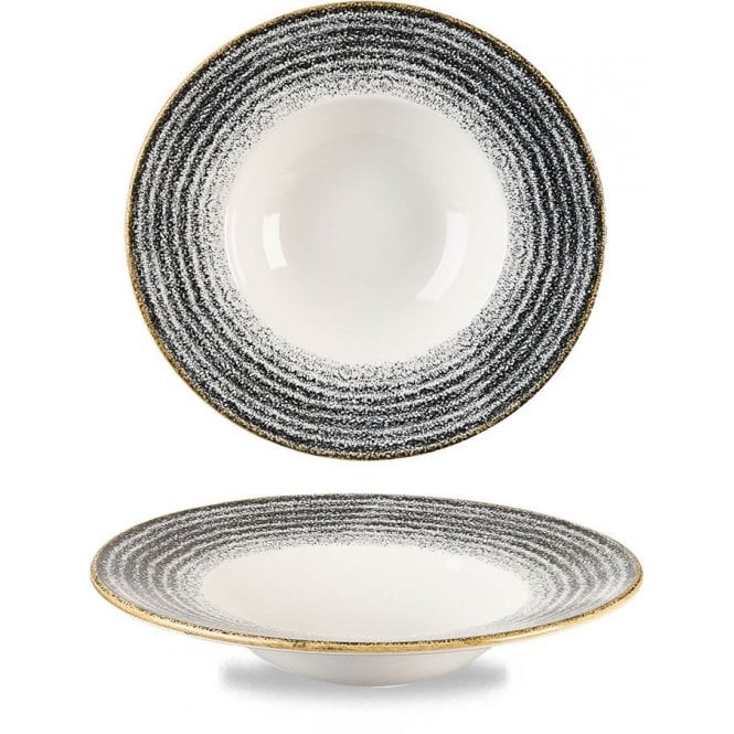 Churchill China Studio Print Charcoal Black Wide Rim Bowl Medium 9.5''/24 Cm (Box Of 12)