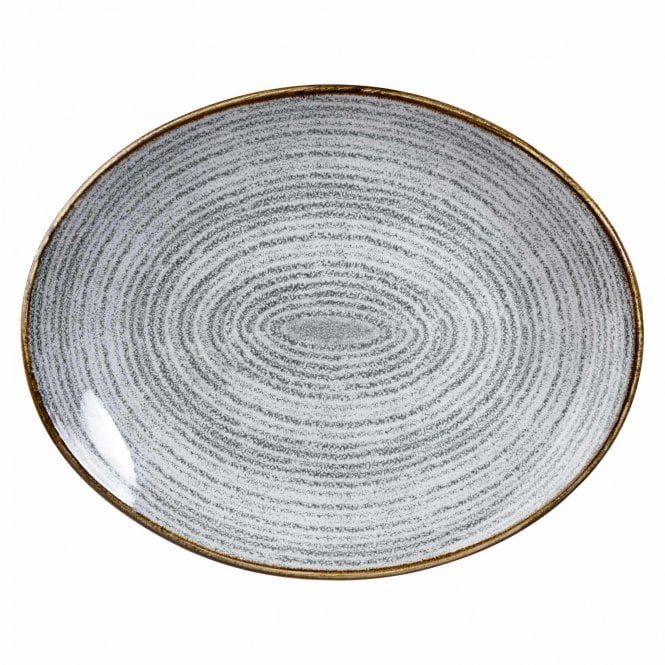 Churchill China Studio Print Stone Grey Oval Plate 12.5''/ 31.7 Cm (Box Of 12)