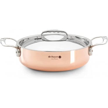 24cm Copper Saute Pan & Stainless Steel Lid Induction Prima Matera