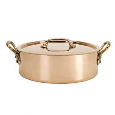 De Buyer Copper Saute Pan With Lid - 24cm / 3.2L Brass Handle