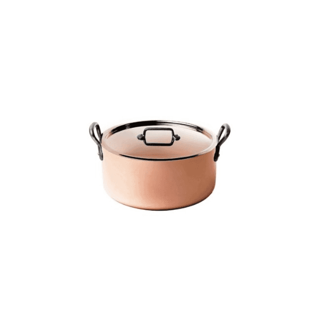 De Buyer  Copper Stewpan With Lid Cast Handle - 28cm / 8L