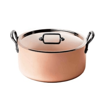 De Buyer Copper Stewpan With Lid Cast Handle - 28cm / 8L