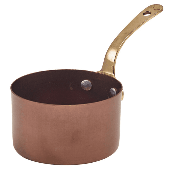 Genware  Copper Vintage Steel Mini Sauce Pan 9 x 5.25cm/9.8