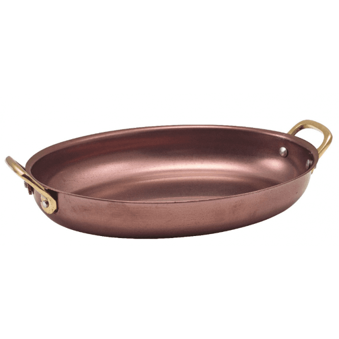 Genware  Copper Vintage Steel Oval Dish 24.5 x 17.5cm (Pack of 6)