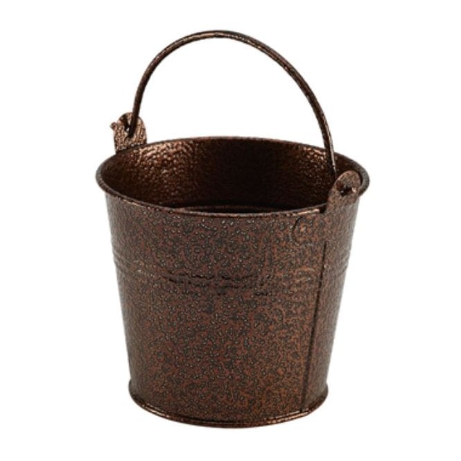 Genware Galvanised Steel Hammered Serving Basket Copper 10cm