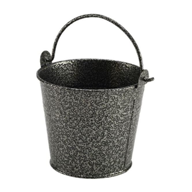 Genware Galvanised Steel Hammered Serving Basket Silver 10cm