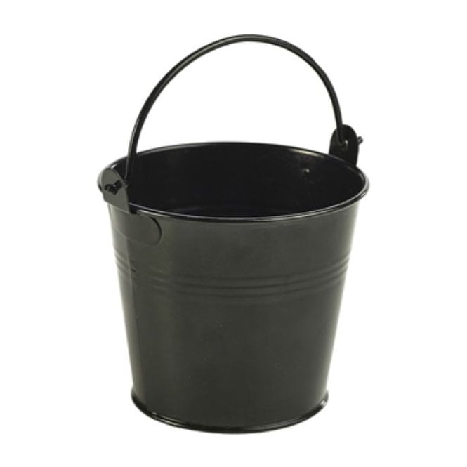 Genware Galvanised Steel Serving Bucket Black 10cm