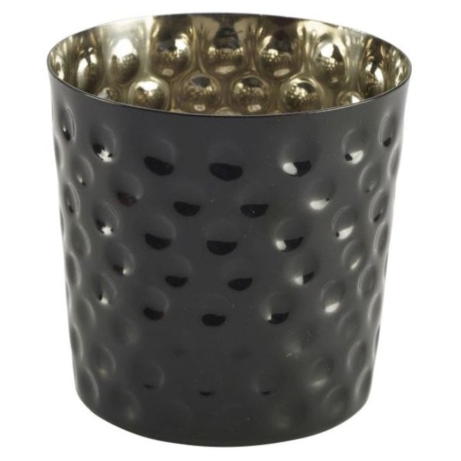 Genware Galvanised Steel Serving Cup Hammered Black 8.5 X 8.5cm