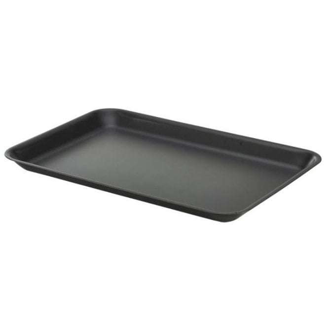 Genware Galvanised Steel Tray Hammered Matt Black 31.5x21.5x2 Cm
