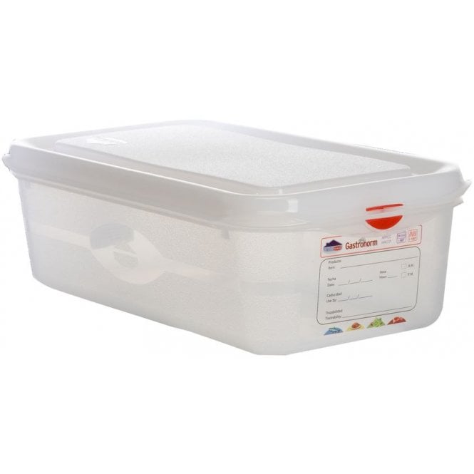 Genware Gastronorm Storage Box 1/3 With Lid - 100mm Deep, 4L Capacity (Box Of 6)