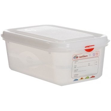 Gastronorm Storage Box 1/4 With Lid - 100mm Deep, 2.8L Capacity (Box Of 6)