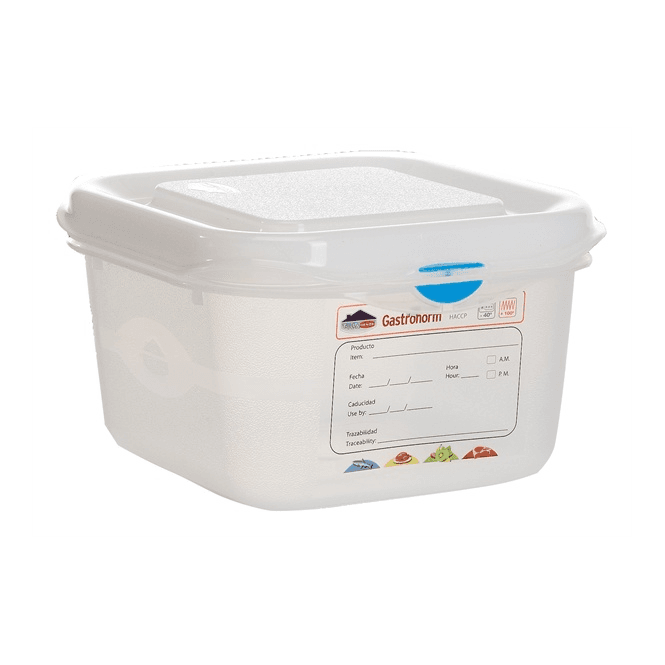 Genware Gastronorm Storage Box 1/6 - 100mm - 1.7L - C/w Lid (Box Of 12)