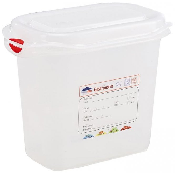 Genware Gastronorm Storage Box 1/9 With Lid - 150mm Deep, 1.5L Capacity (Box Of 6)