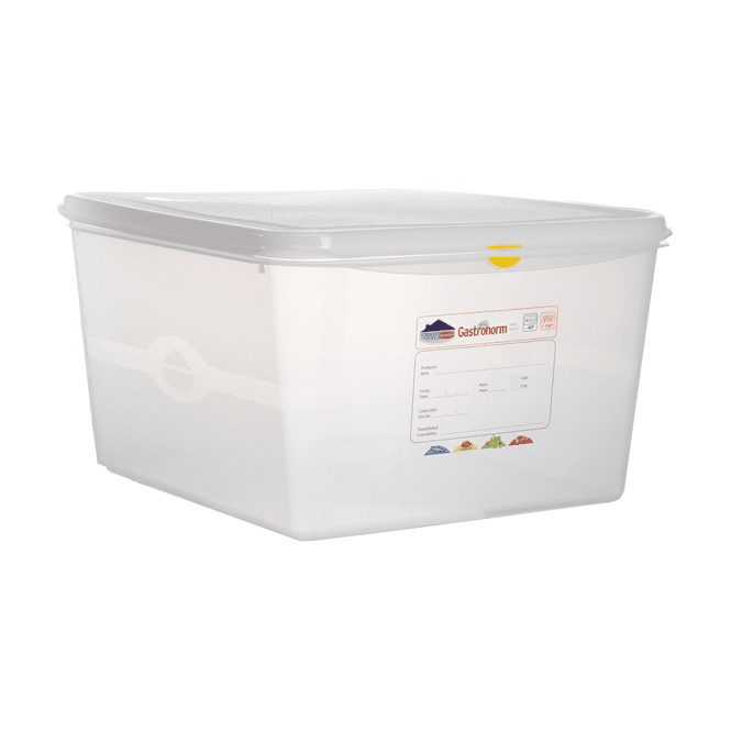 Genware Gastronorm Storage Box 2/3 - 200mm - 19L - C/w Lid (Box Of 6)