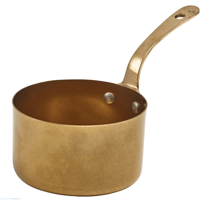 Genware  Gold Vintage Steel Mini Sauce Pan 9 x 5.25cm (Pack of 6)