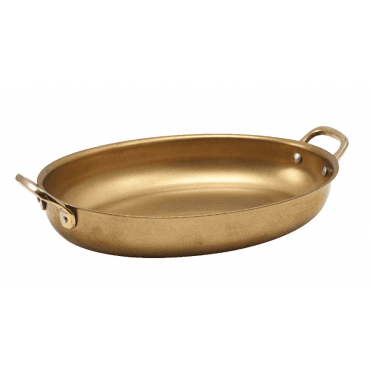 GenWare Gold Vintage Steel Oval Dish 24.5 x 17.5cm (Pack of 6)