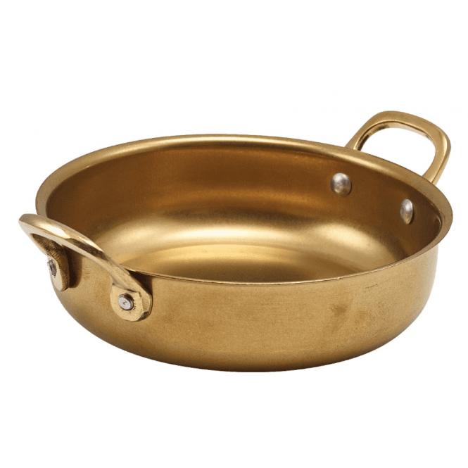 Genware  Gold Vintage Steel Round Dish 15.5 x 4cm (Pack of 6)