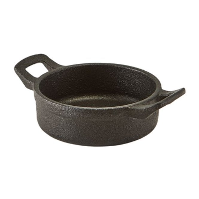 Genware Mini Cast Iron Round Eared Dish - 11 X 3.5cm