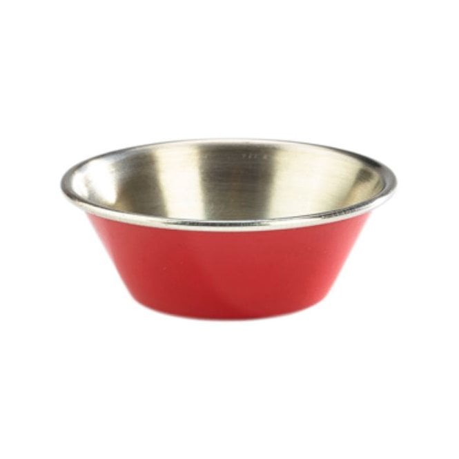 Genware Ramekin 1.5oz (43ml) Stainless Steel Red (Box Of 12)