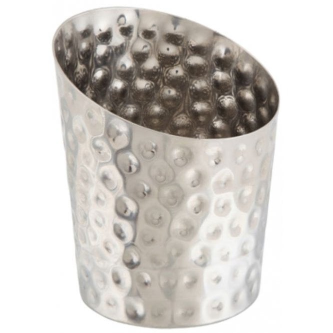 Genware Stainless Steel Hammered Angled Cone 11.6 X 9.5cm