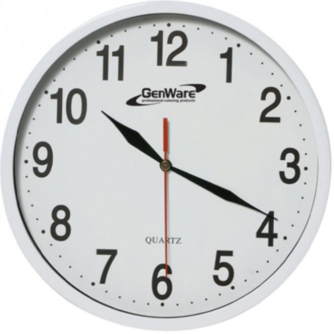 Genware Standard White Kitchen Clock