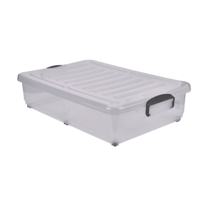 Genware Storage Box 40L With Clip Handles Mobile 79 x 49.5 x 18.5cm