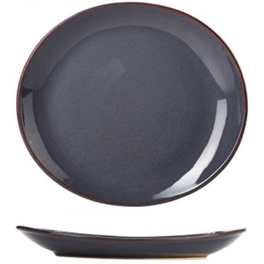 Terra Stoneware Rustic Blue Oval Plate 25 Cm (Box Of 12)